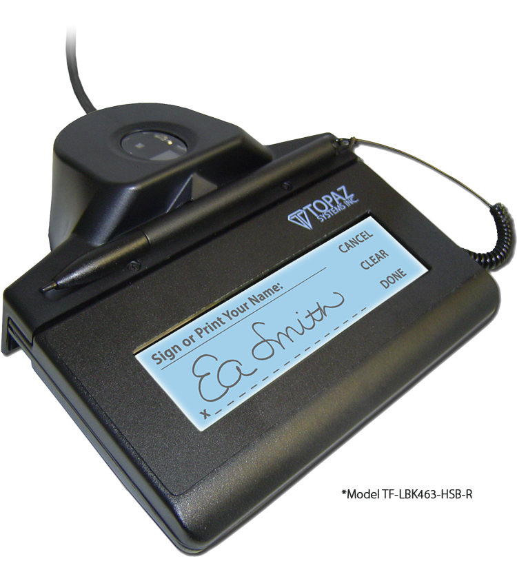 Topaz SigLite T-LBK460-HSB-R 1x5 LCD Signature Capture Pad USB Connection by Topaz Systems Backlit 