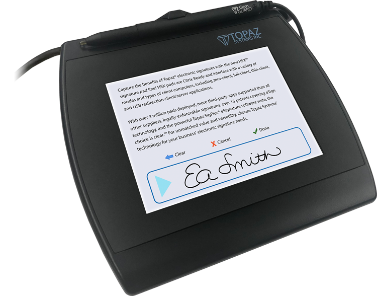 Topaz SigPlusLCD Electronic Signature Software - SigGem Color 5.7 Signature